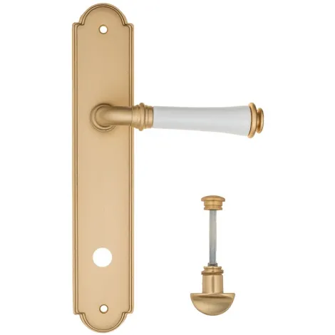 Дверная ручка на планке Fratelli Cattini \"GRACIA CERAMICA BIANCO\" WC-2 PL257-BS матовая латунь