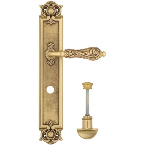 Дверная ручка Venezia \"MONTE CRISTO\" WC-2 на планке PL97 французское золото + коричневый