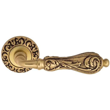 Дверная ручка на круглом основании Venezia \"MONTE CRISTO\" D4 французское золото + коричневый