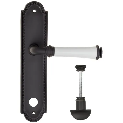 Дверная ручка на планке Fratelli Cattini \"GRACIA CERAMICA BIANCO\" WC-2 PL248-NM матовый черный