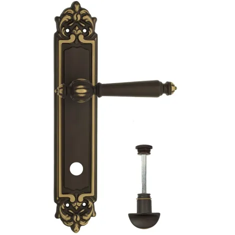 Дверная ручка Venezia \"PELLESTRINA\" WC-2 на планке PL96 темная бронза