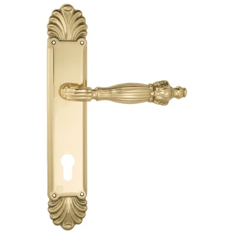 Дверная ручка Venezia \"OLIMPO\" CYL на планке PL87 полированная латунь