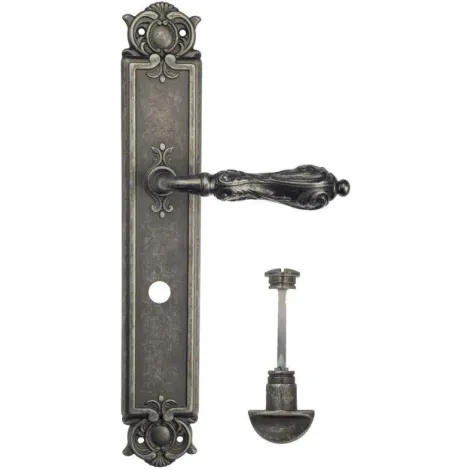 Дверная ручка Venezia \"MONTE CRISTO\" WC-2 на планке PL97 античное серебро
