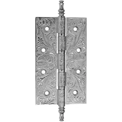 Дверная петля универсальная латунная с узором Venezia CRS012 152x89x4 полированный хром 