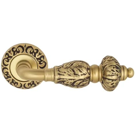 Дверная ручка на круглом основании Venezia \"LUCRECIA\" D4 французское золото + коричневый