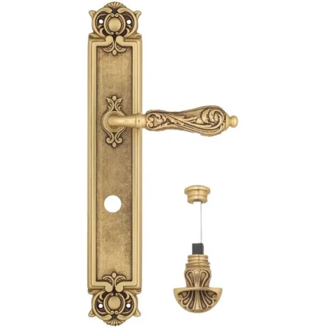 Дверная ручка Venezia \"MONTE CRISTO\" WC-4 на планке PL97 французское золото + коричневый