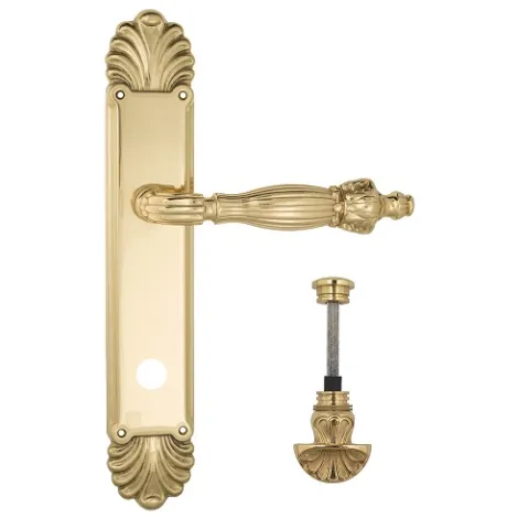 Дверная ручка Venezia \"OLIMPO\" WC-4 на планке PL87 полированная латунь