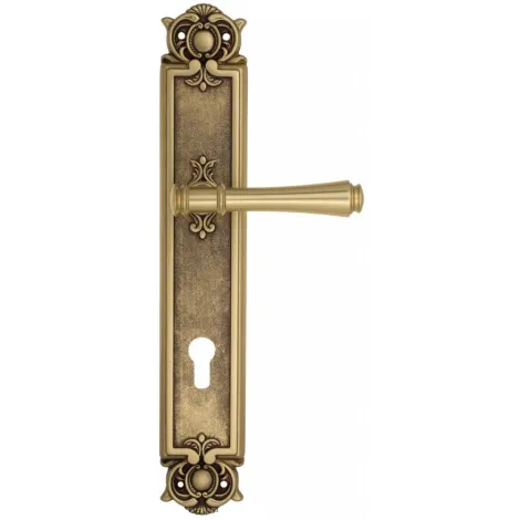 Дверная ручка Venezia \"CALLISTO\" CYL на планке PL97 французское золото + коричневый