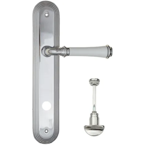 Дверная ручка на планке Fratelli Cattini \"GRACIA CERAMICA BIANCO\" WC-2 PL288-CR полированный хром