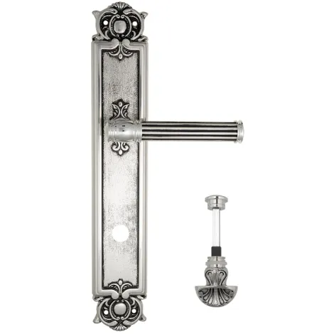 Дверная ручка Venezia \"IMPERO\" WC-4 на планке PL97 натуральное серебро + черный