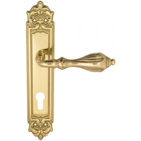 Дверная ручка Venezia \"ANAFESTO\" CYL на планке PL96 полированная латунь