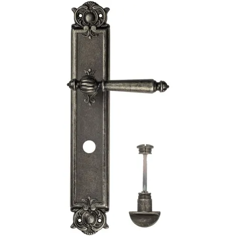 Дверная ручка Venezia \"PELLESTRINA\" WC-2 на планке PL97 античное серебро