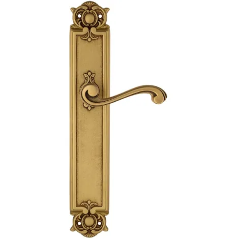 Дверная ручка Venezia \"VIVALDI\" на планке PL97 французское золото + коричневый