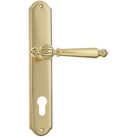 Дверная ручка Venezia \"PELLESTRINA\" CYL на планке PL02 полированная латунь