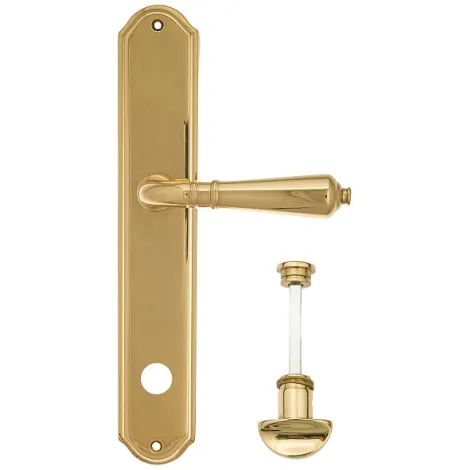 Дверная ручка Venezia \"VIGNOLE\" WC-2 на планке PL02 полированная латунь
