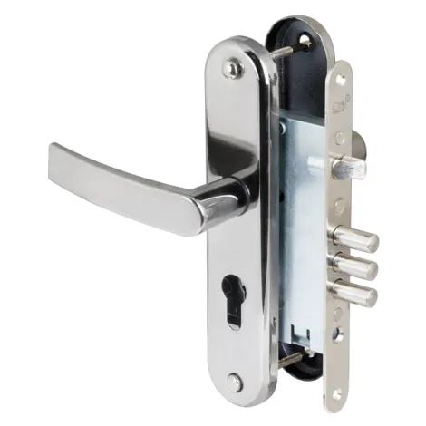 Корпус врезного замка с защёлкой в комплекте с ручкой Sam ЗВ4-31/55 РФ55-022 (черн жемчуг) /78927/