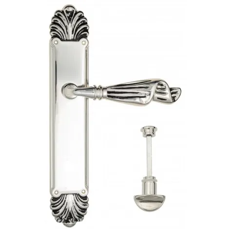 Дверная ручка Venezia \"OPERA\" WC-2 на планке PL87 натуральное серебро + черный