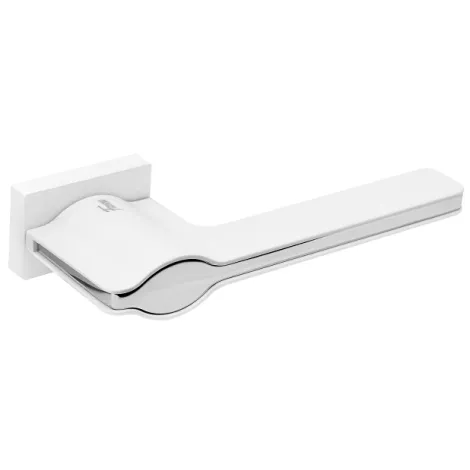 Дверная ручка на прямоугольном основании FANTOM \"Патти\" MWH/CP белый/хром