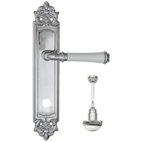 Дверная ручка на планке Fratelli Cattini \"GRACIA CERAMICA BIANCO\" WC-2 PL96-CR полированный хром