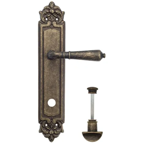 Дверная ручка Venezia \"VIGNOLE\" WC-2 на планке PL96 античная бронза