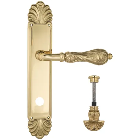 Дверная ручка Venezia \"MONTE CRISTO\" WC-4 на планке PL87 полированная латунь