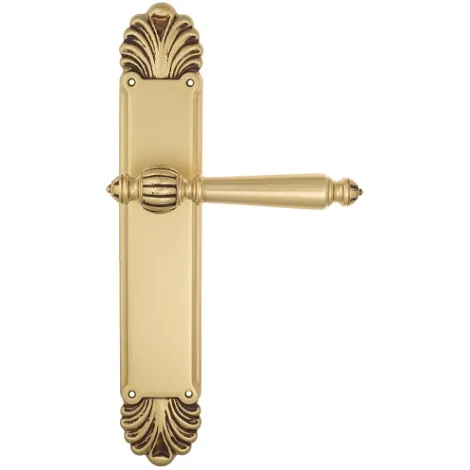 Дверная ручка Venezia \"PELLESTRINA\" на планке PL87 французское золото + коричневый