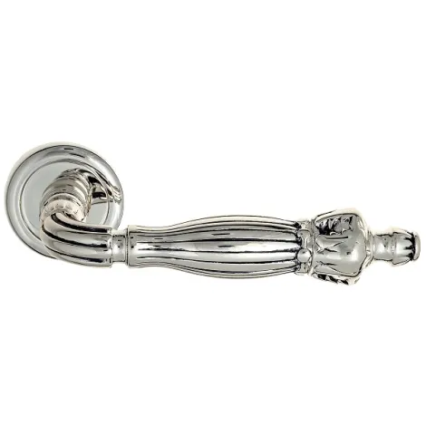 Дверная ручка на круглом основании Venezia \"OLIMPO\" D1 натуральное серебро + черный