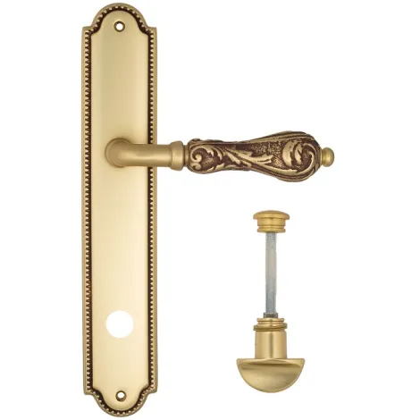 Дверная ручка Venezia \"MONTE CRISTO\" WC-2 на планке PL98 французское золото + коричневый