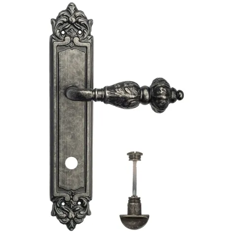 Дверная ручка Venezia \"LUCRECIA\" WC-2 на планке PL96 античное серебро