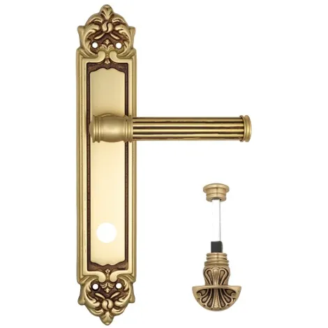 Дверная ручка Venezia \"IMPERO\" WC-4 на планке PL96 французcкое золото + коричневый