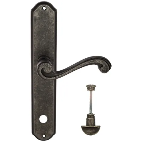 Дверная ручка Venezia \"VIVALDI\" WC-2 на планке PL02 античное серебро