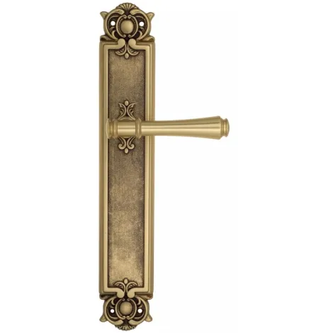 Дверная ручка Venezia \"CALLISTO\" на планке PL97 французское золото + коричневый