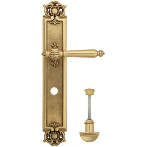 Дверная ручка Venezia \"PELLESTRINA\" WC-2 на планке PL97 французское золото + коричневый