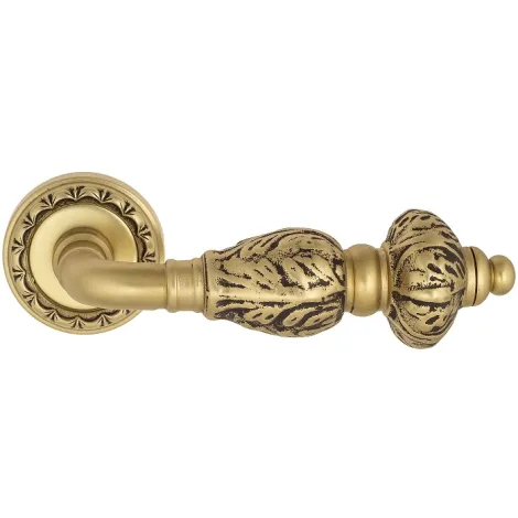 Дверная ручка на круглом основании Venezia \"LUCRECIA\" D2 французское золото + коричневый