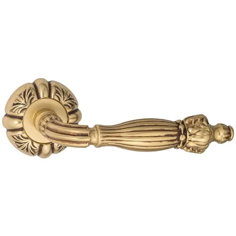 Дверная ручка на круглом основании Venezia \"OLIMPO\" D5 французское золото + коричневый