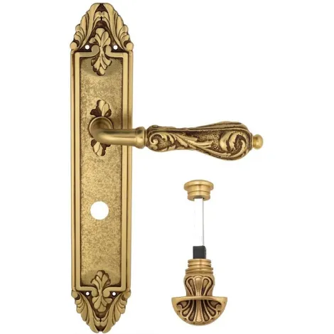 Дверная ручка Venezia \"MONTE CRISTO\" WC-4 на планке PL90 французское золото + коричневый
