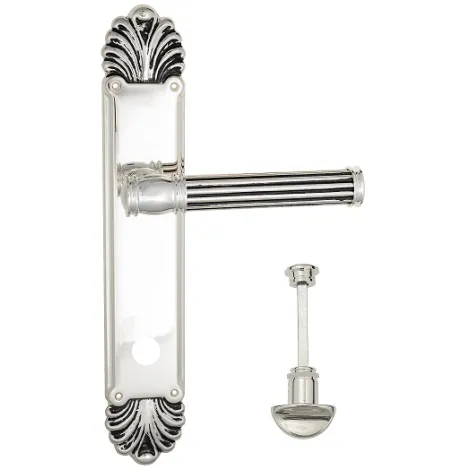 Дверная ручка Venezia \"IMPERO\" WC-2 на планке PL87 натуральное серебро + черный