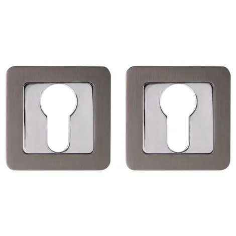 Накладка под цилиндр на квадратном основании Punto ET.K.QR52 (ET QR) GR/CP-23 графит/хром