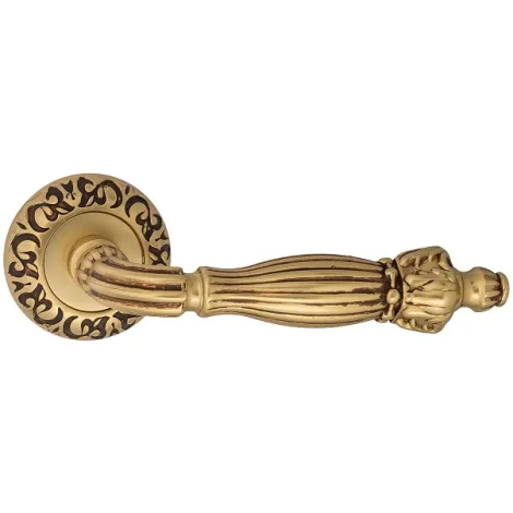 Дверная ручка на круглом основании Venezia \"OLIMPO\" D4 французское золото + коричневый