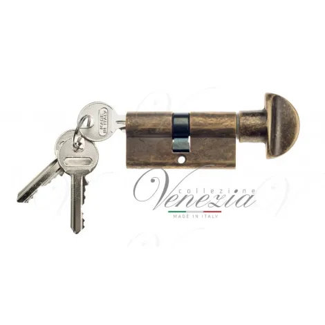 Цилиндровый механизм ключ-вертушка Venezia 25/10/25 античная бронза