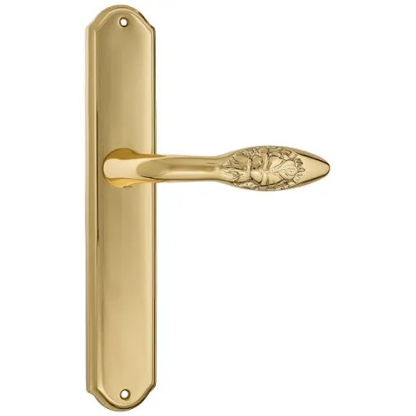 Дверная ручка Venezia \"CASANOVA\" на планке PL02 полированная латунь