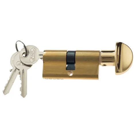 Цилиндровый механизм ключ-вертушка Venezia 30/10/30 полированная латунь