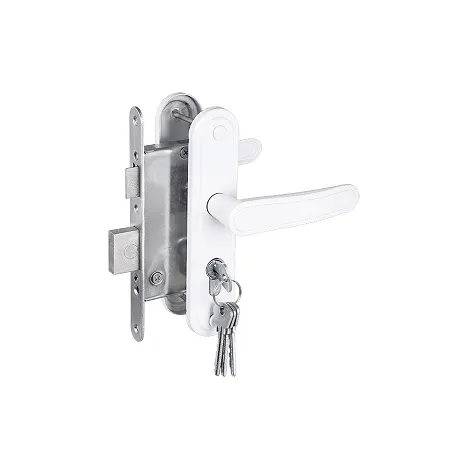 Замок врезной цилиндровый с защелкой в комплекте с ручкой Zenit ЗВ4-3.03 (белый), 4 кл.