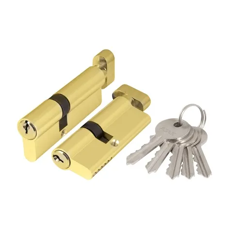 Цилиндровый механизм Ajax (AX102/60) AX1002Knob60 (25+10+25) PB латунь с вертушкой