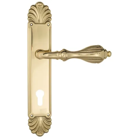 Дверная ручка Venezia \"ANAFESTO\" CYL на планке PL87 полированная латунь