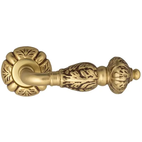 Дверная ручка на круглом основании Venezia \"LUCRECIA\" D5 французское золото + коричневый