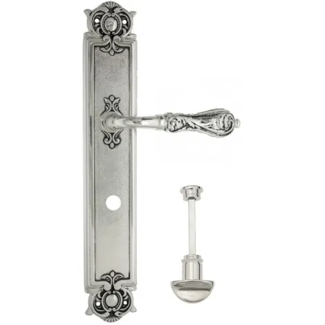 Дверная ручка Venezia \"MONTE CRISTO\" WC-2 на планке PL97 натуральное серебро + черный