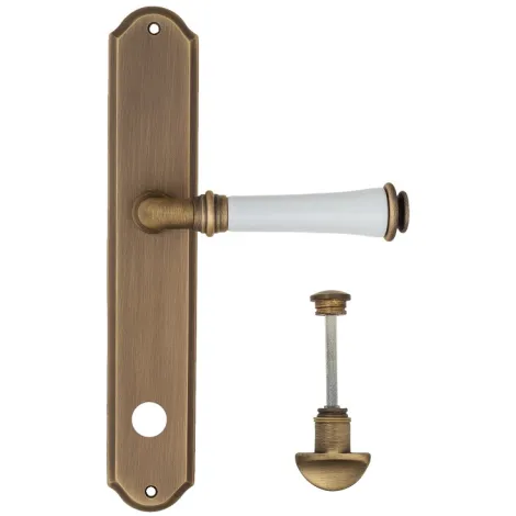 Дверная ручка на планке Fratelli Cattini \"GRACIA CERAMICA BIANCO\" WC-2 PL02-BY матовая бронза