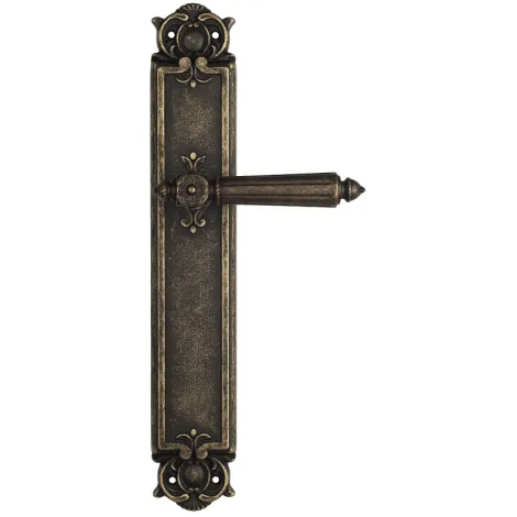 Дверная ручка Venezia \"CASTELLO\" на планке PL97 античная бронза