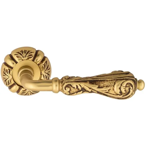 Дверная ручка на круглом основании Venezia \"MONTE CRISTO\" D5 французское золото + коричневый